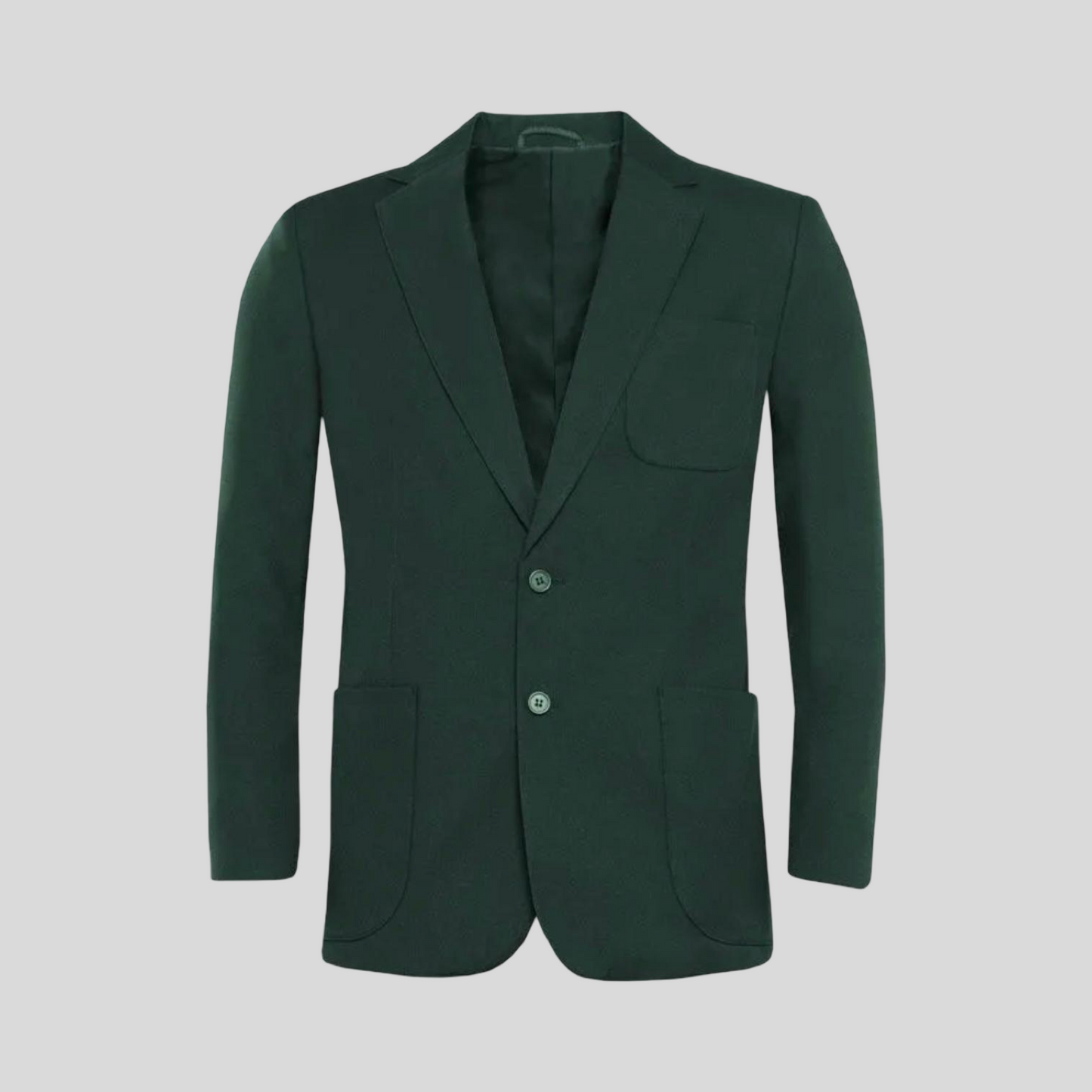 Plain Green Square Pocket Blazer