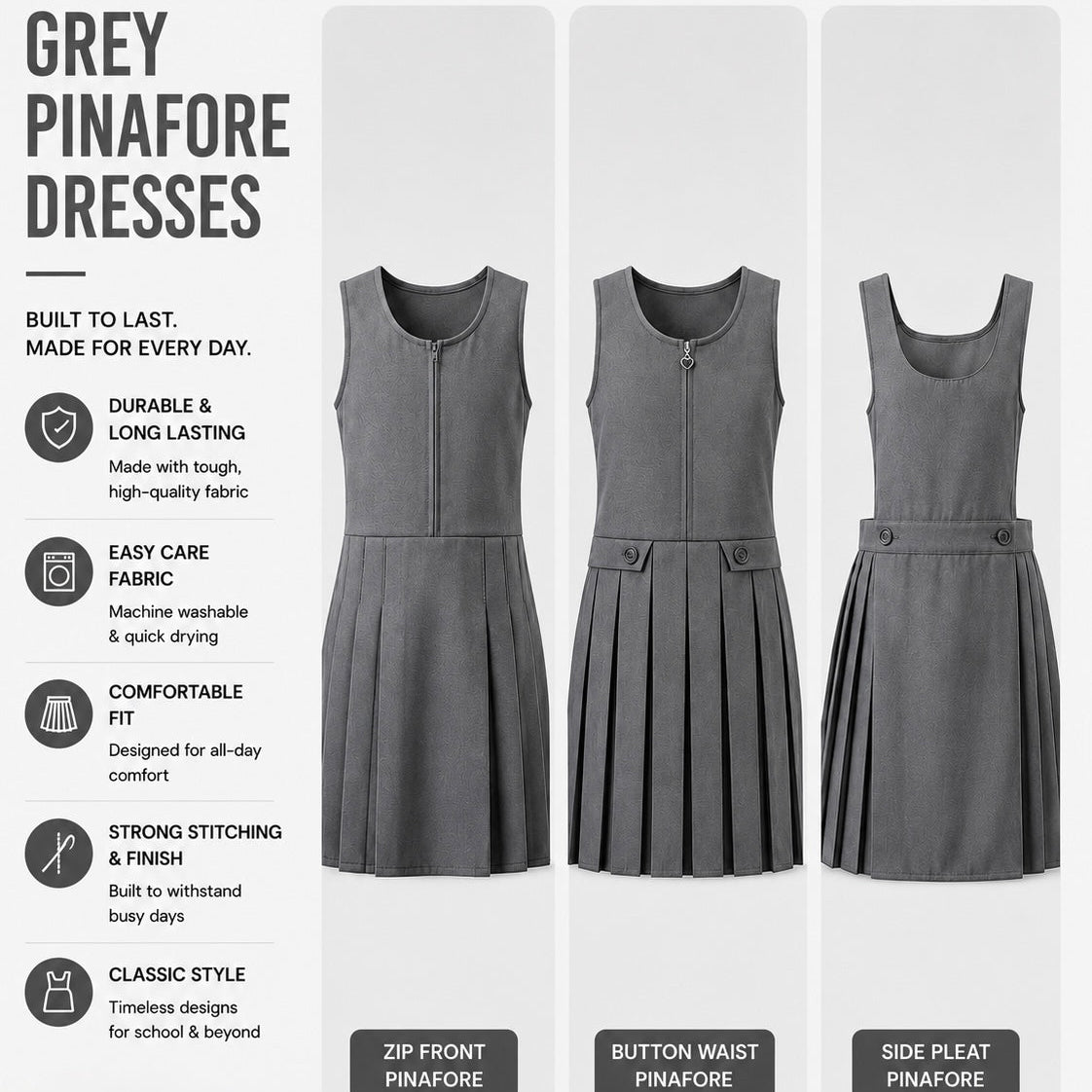 Grey Pinafore Dresses (Pick which style)