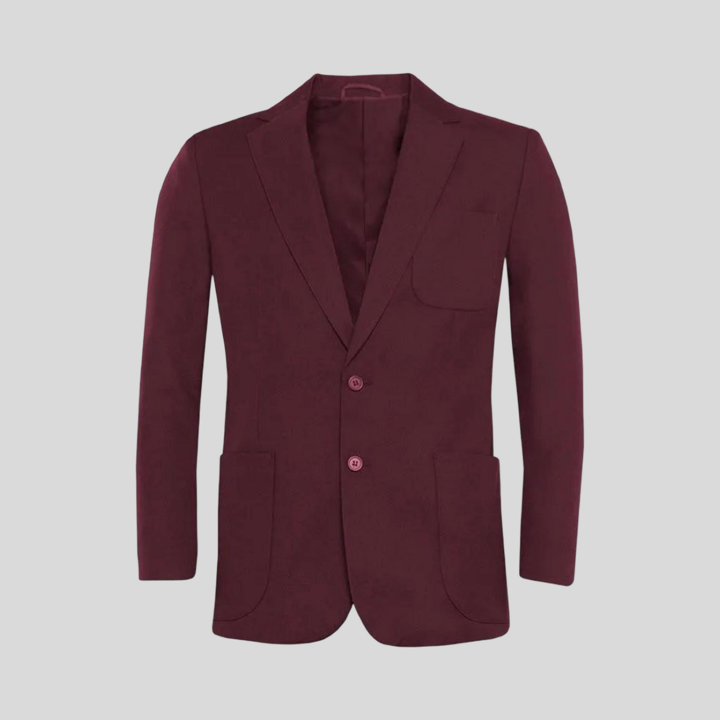 Plain Maroon Square Pocket Blazer