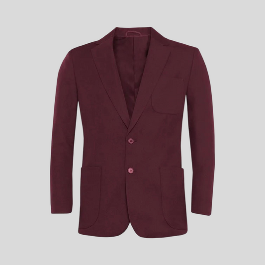 Plain Maroon Square Pocket Blazer
