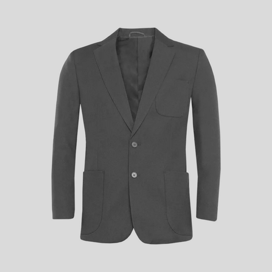Plain Grey Square Pocket Blazer