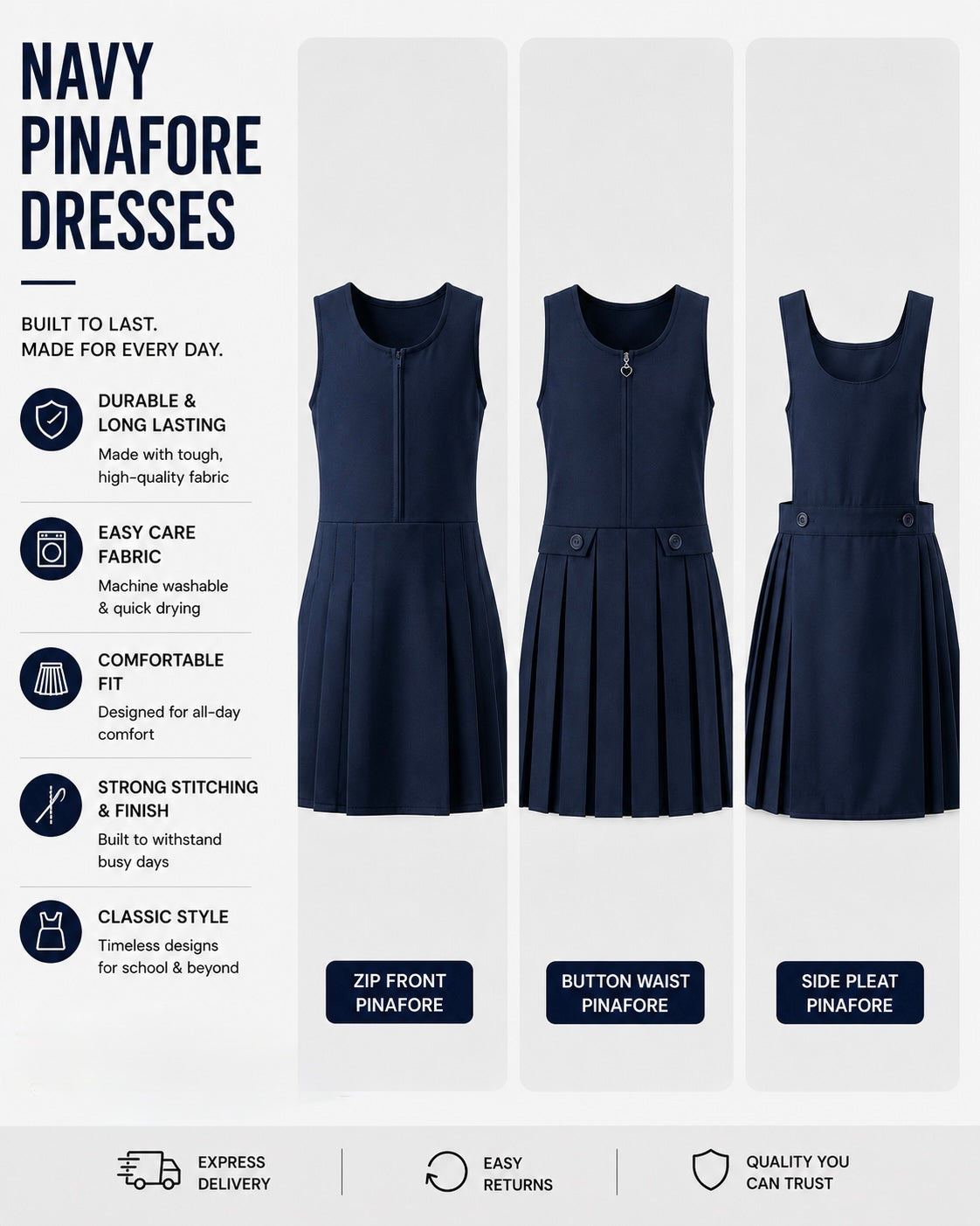 Navy Pinafore Dresses (Pick which style)