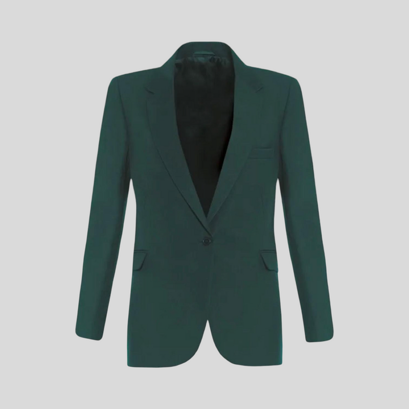Plain Green Girls Fitted Blazer