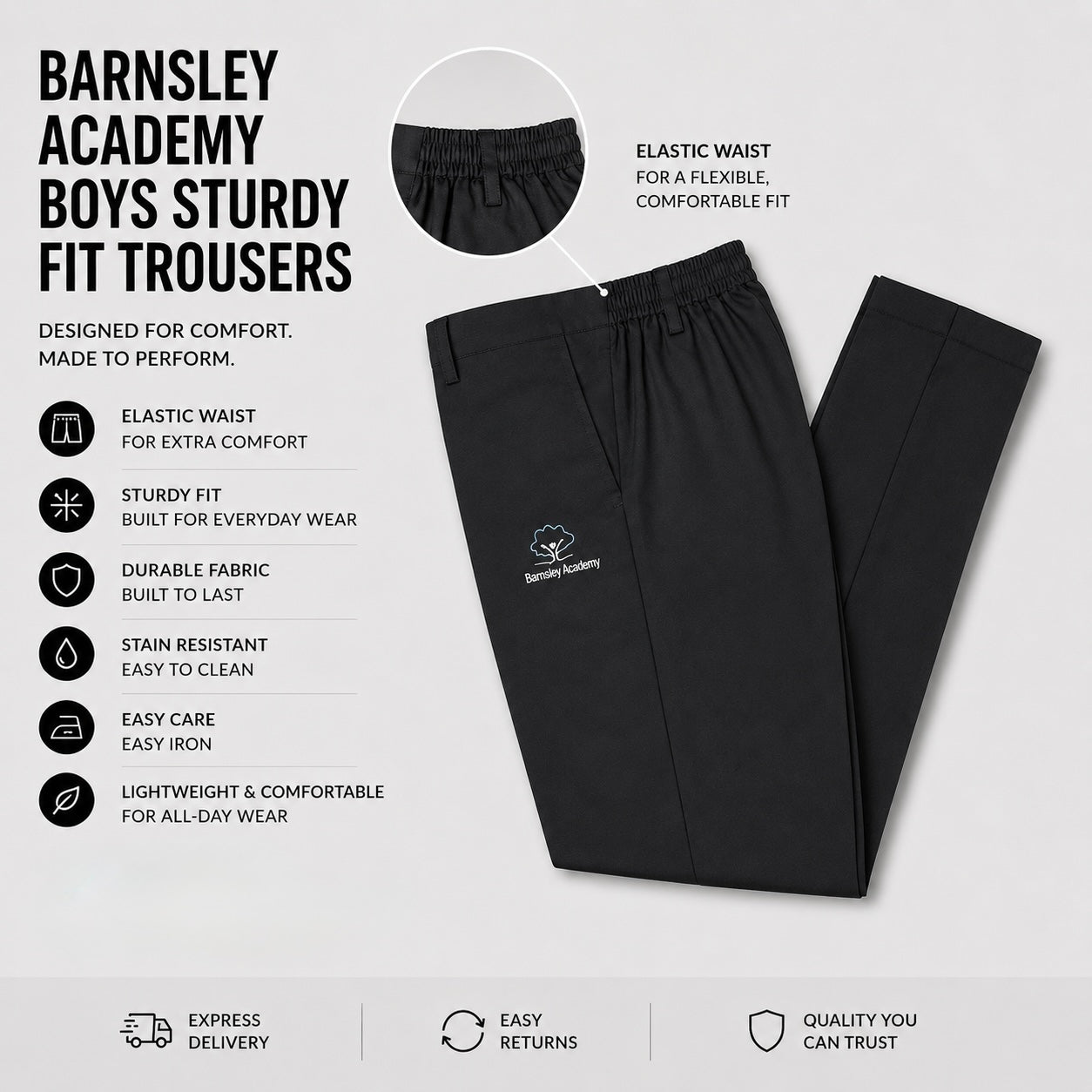Barnsley Academy Boys Sturdy Fit Trousers