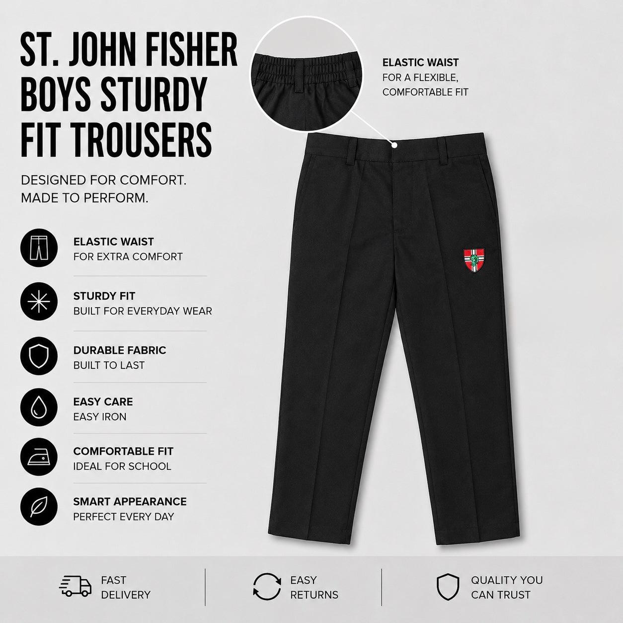 St. John Fisher Boys Sturdy Fit Trousers