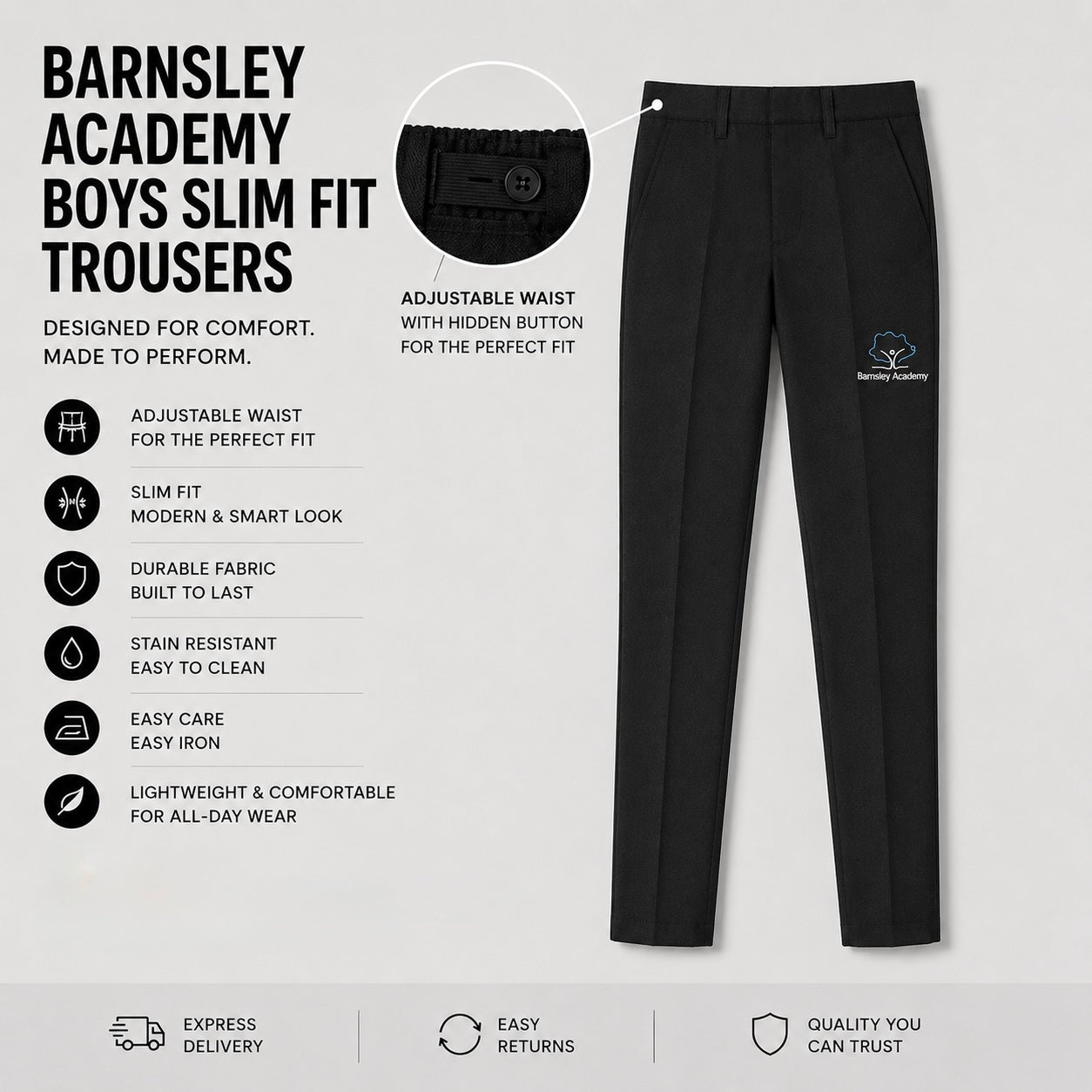 Barnsley Academy Boys Slim Fit Trousers
