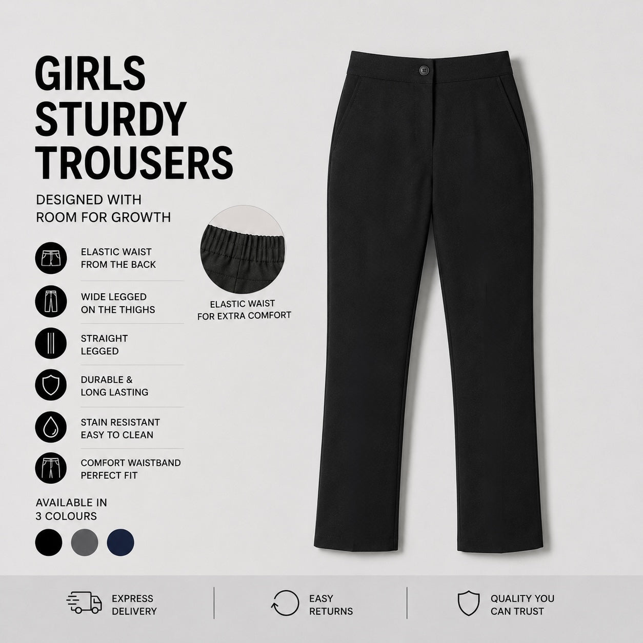 Girls Sturdy Trousers