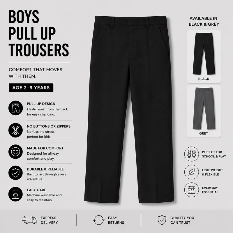 Boys Pull Up Trousers