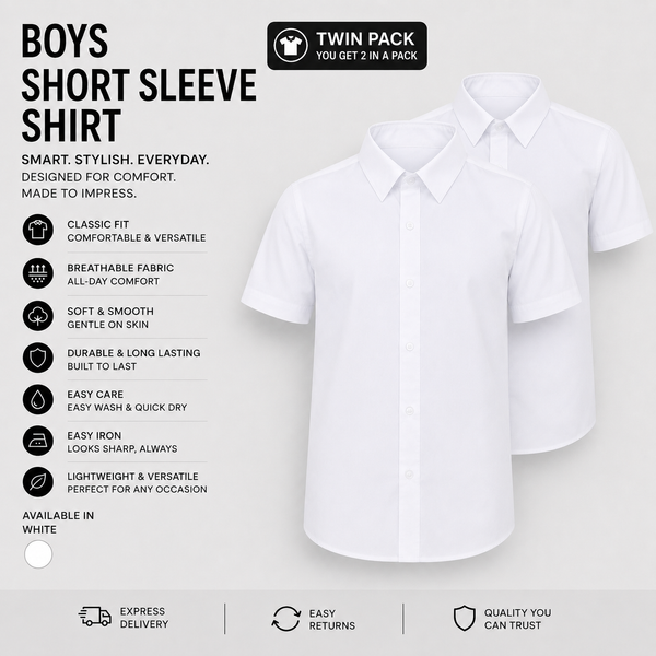 Plain Boys White Shirts (Twin Pack)