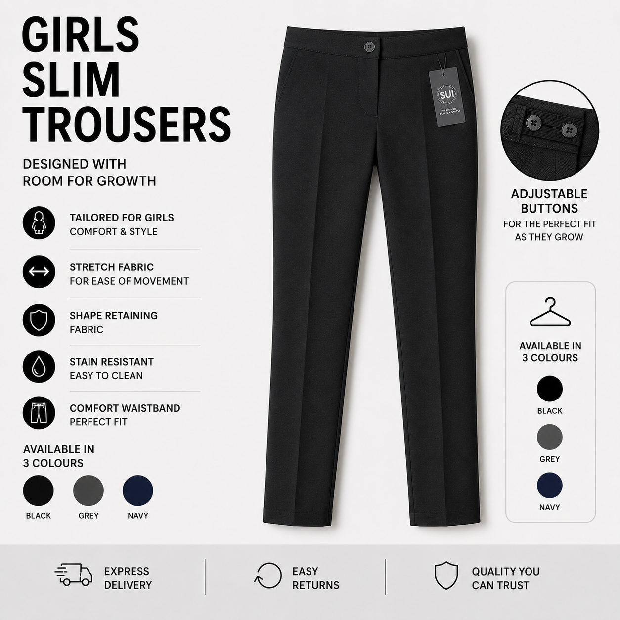 Girls Slim Trousers