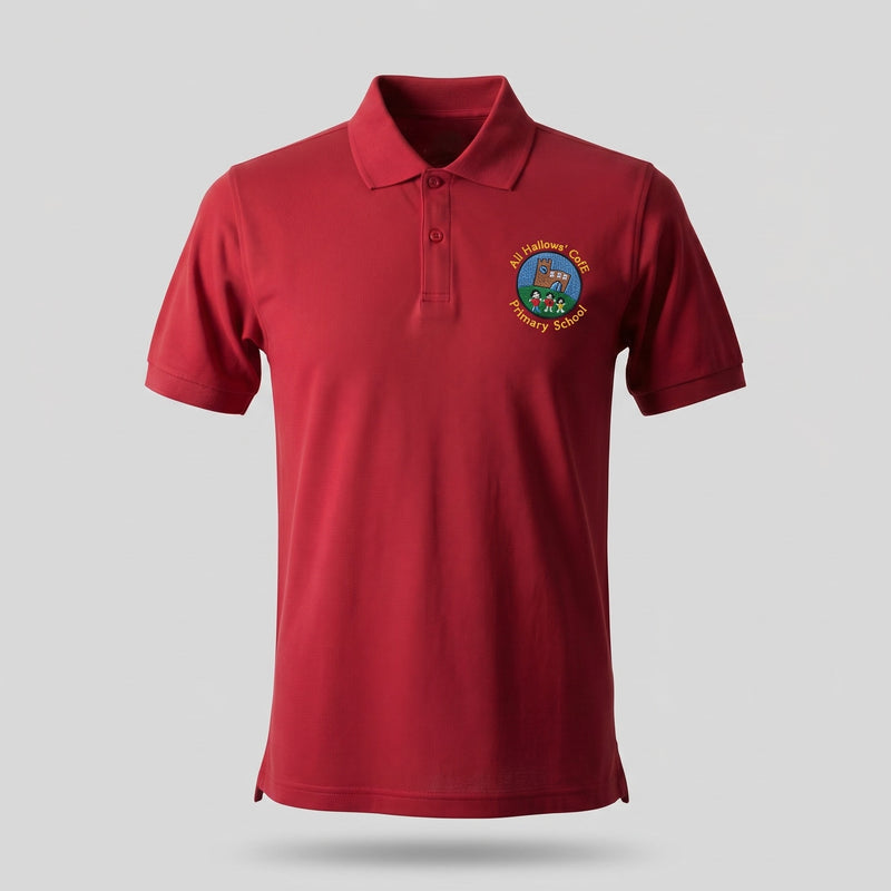 All Hallow's C of E Primary School Red Polo shirt