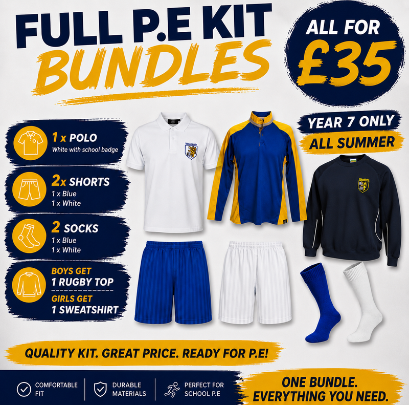 Woodkirk Year 7 Full P.E Kit Bundle