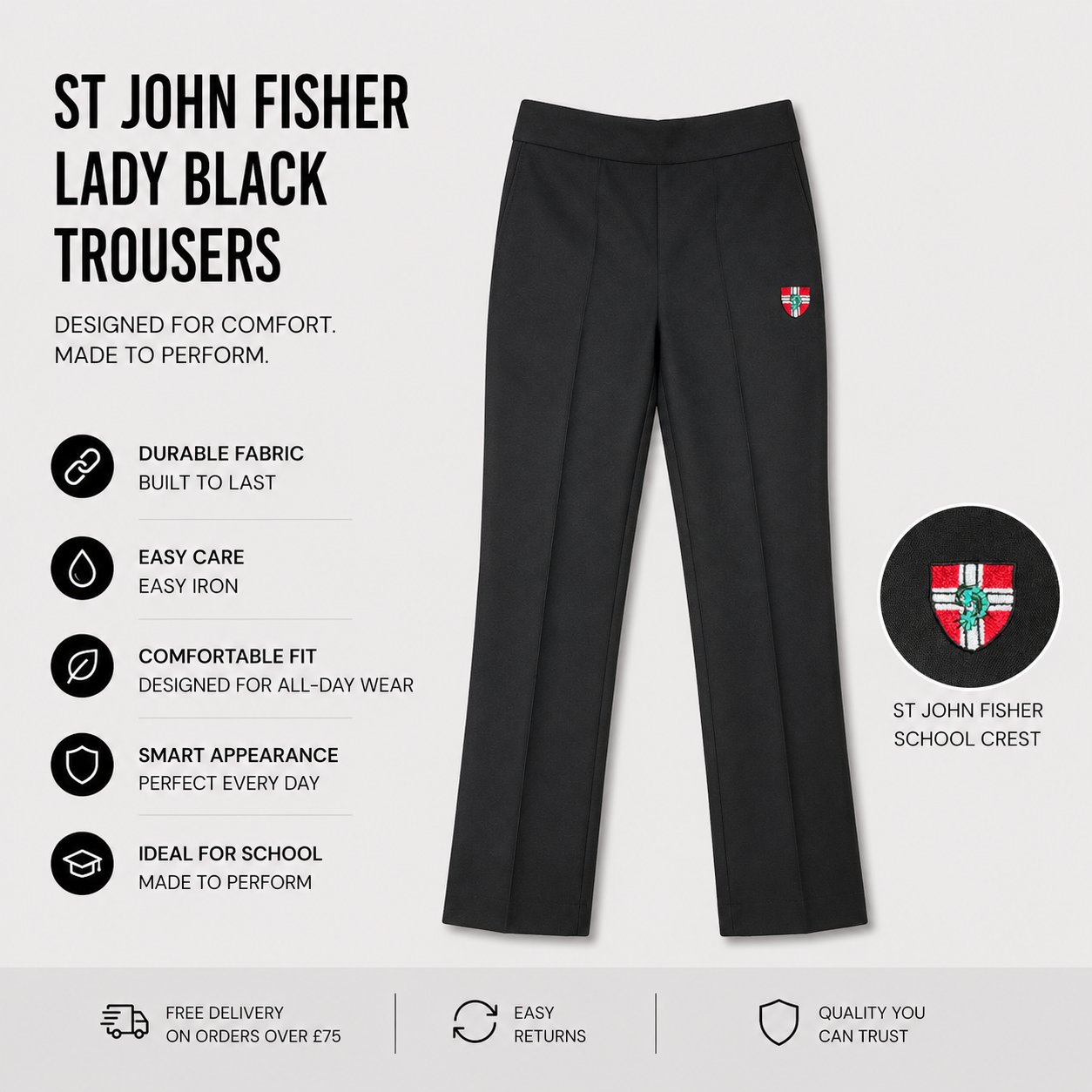 St John Fisher Lady Black Trousers