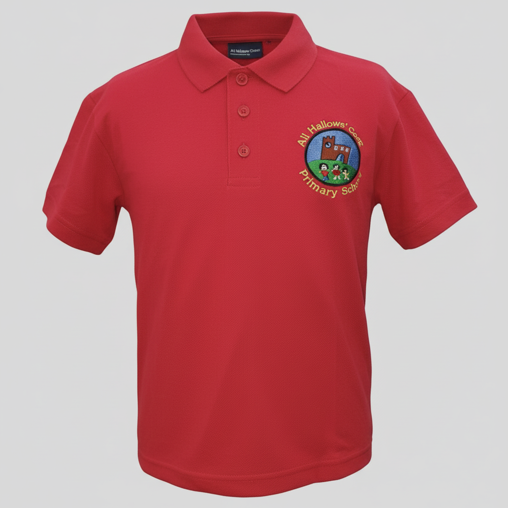All Hallow's C of E Primary School Red Polo shirt